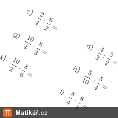 Matematická úloha – Násobení a dělení zlomků 1